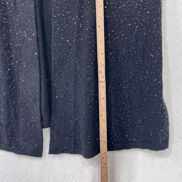 Charter Club Luxury Cardigan Women L Black 100% Cashmere Sequins Long Open Soft - Picture 7 of 11